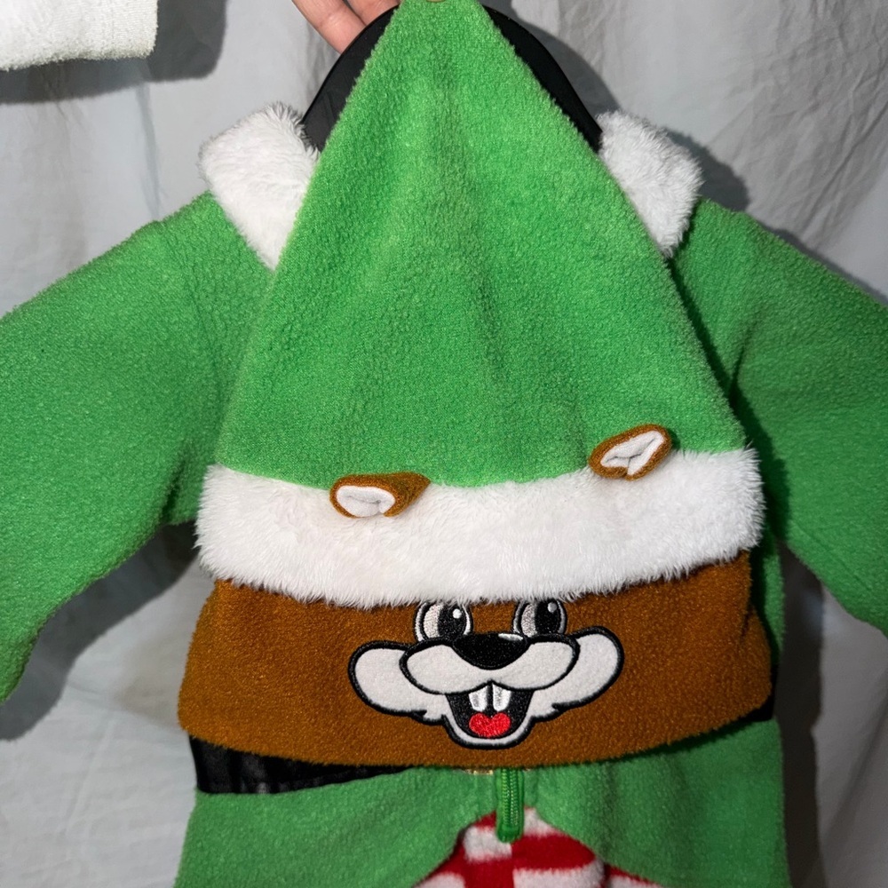 Buc-ee's Elf Green and White Fleece Onesie - Picture 5 of 8